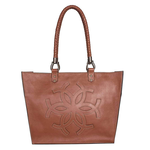 Tote Bag - Chestnut and Natural Leather